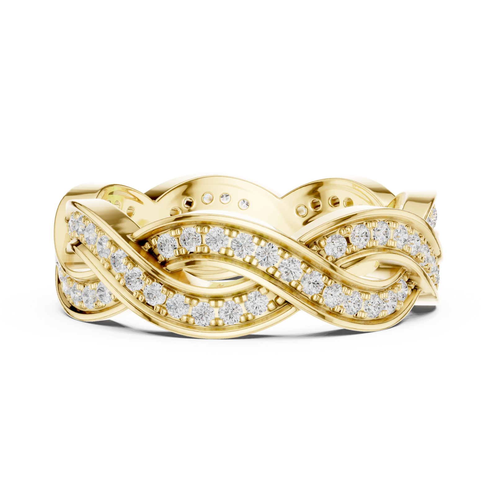  Gold Serenade Braided Statement Ring Side View
