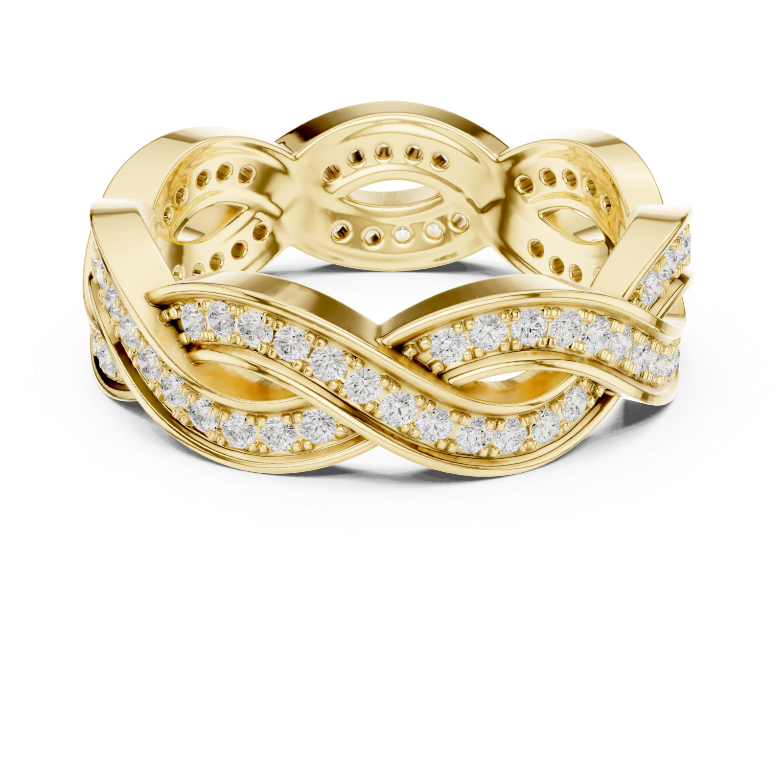  Gold Serenade Braided Statement Ring Front View