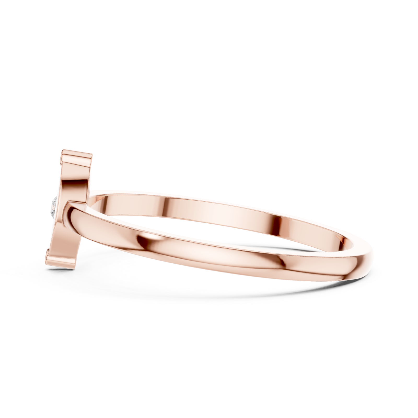  Rose Gold Starlit Flow Solitaire Harmony Band Side View