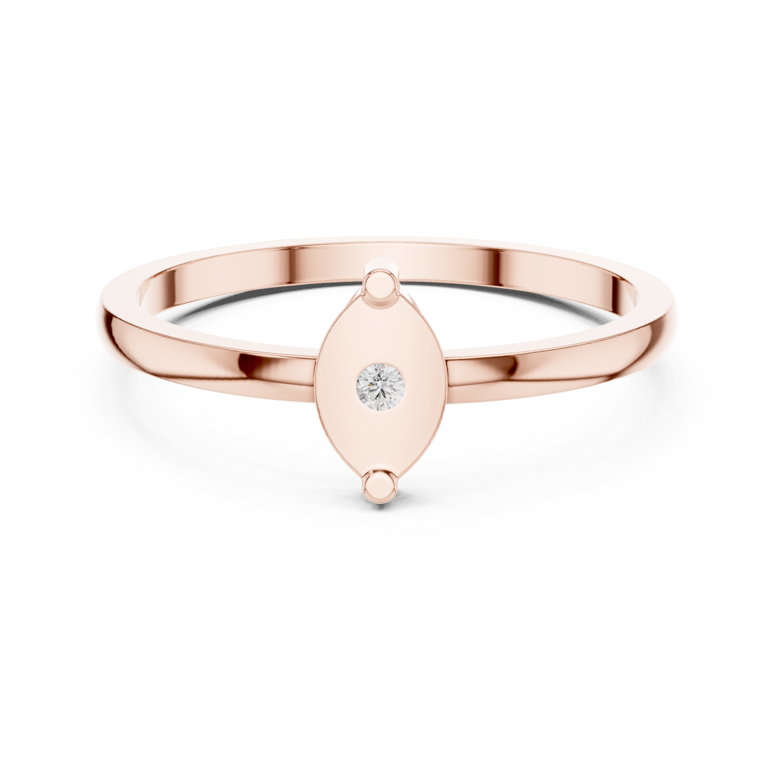  Rose Gold Starlit Flow Solitaire Harmony Band Front View