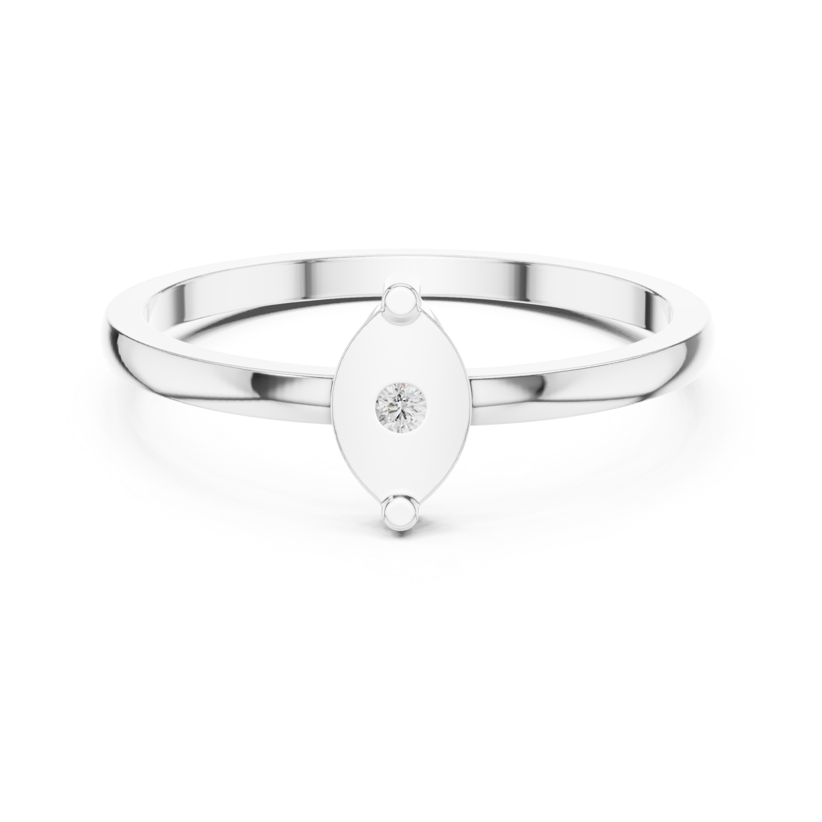  White Gold Starlit Flow Solitaire Harmony Band Front View