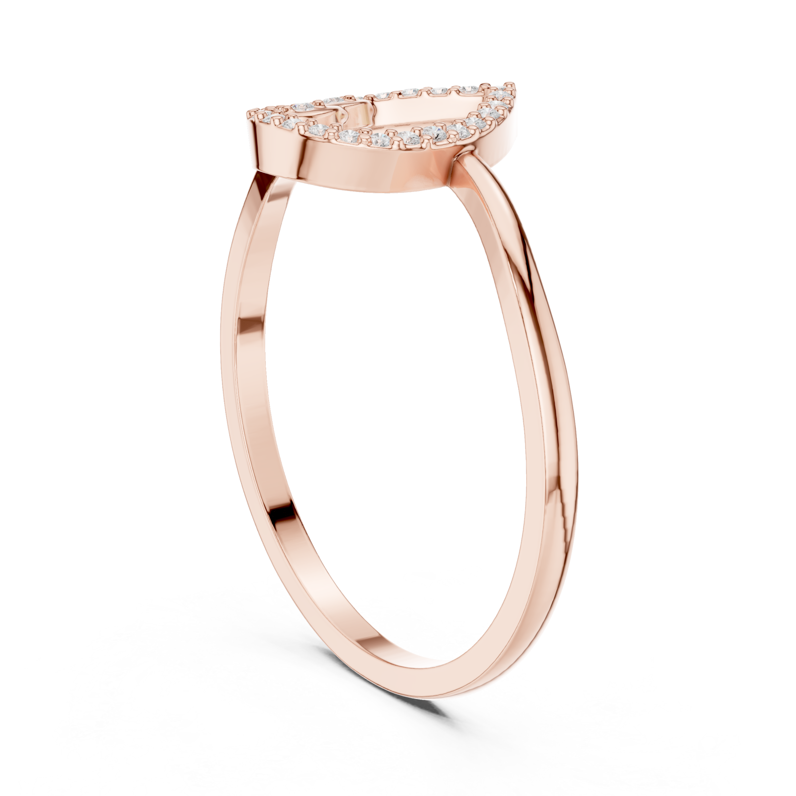  Rose Gold Eternal Whisper Crown Heart Ring Left View