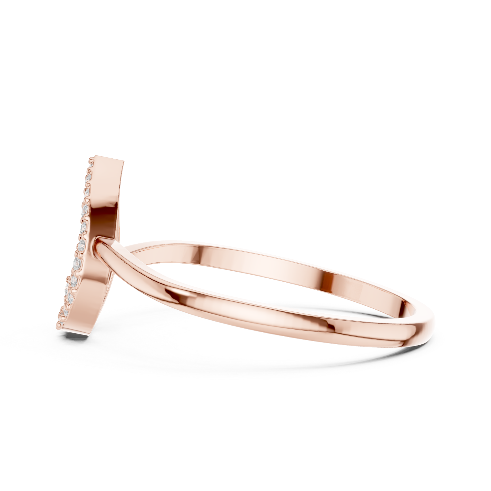  Rose Gold Eternal Whisper Crown Heart Ring Side View