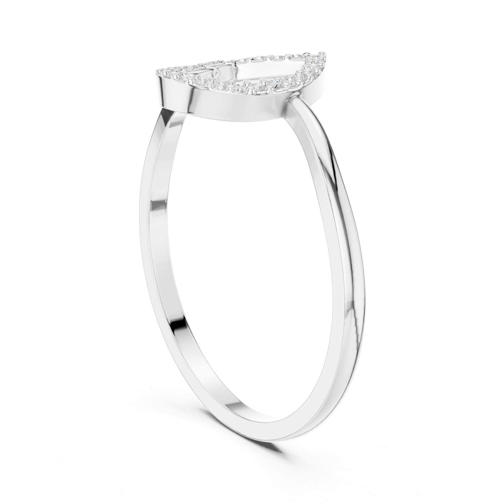  White Gold Eternal Whisper Crown Heart Ring Left View