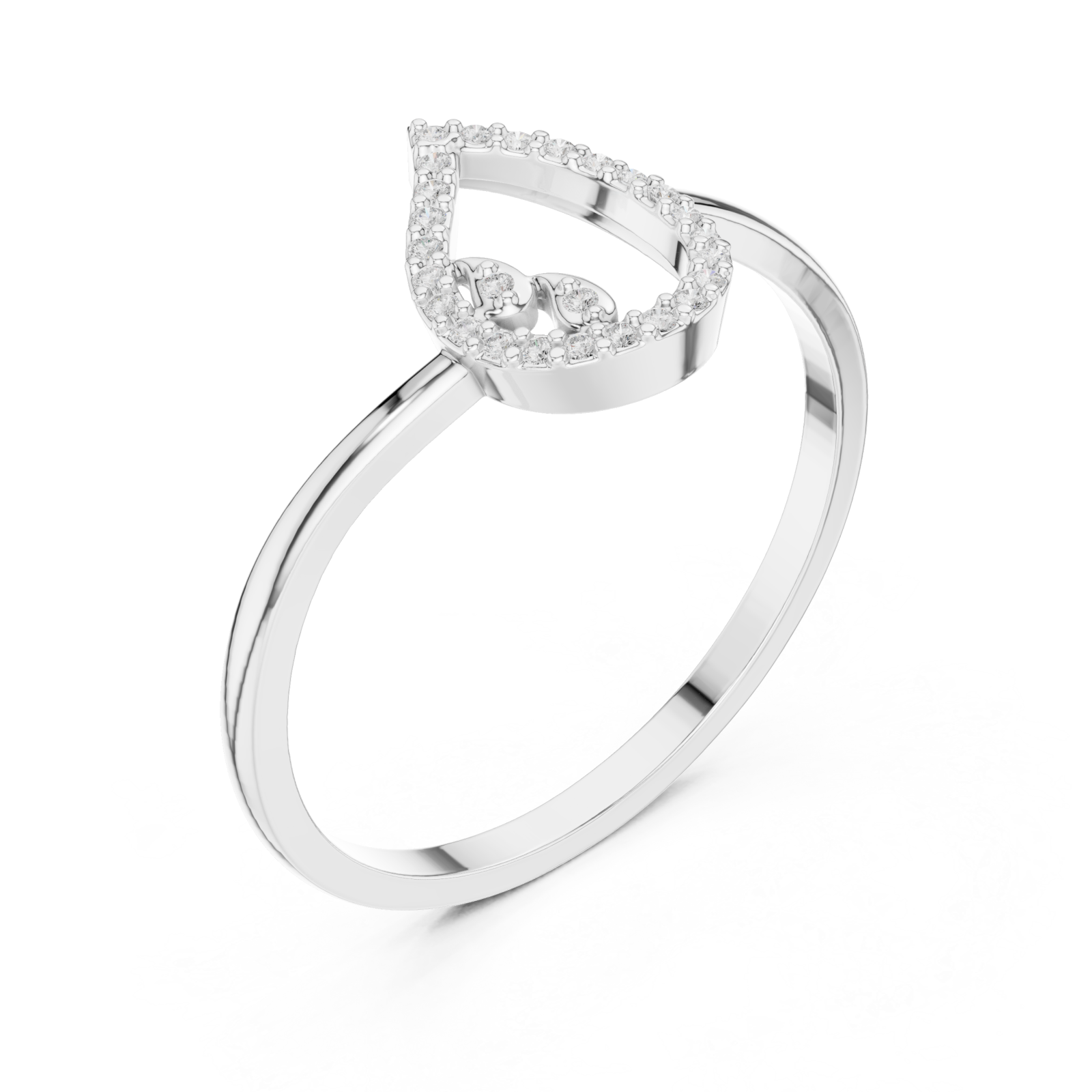  White Gold Eternal Whisper Crown Heart Ring Right View