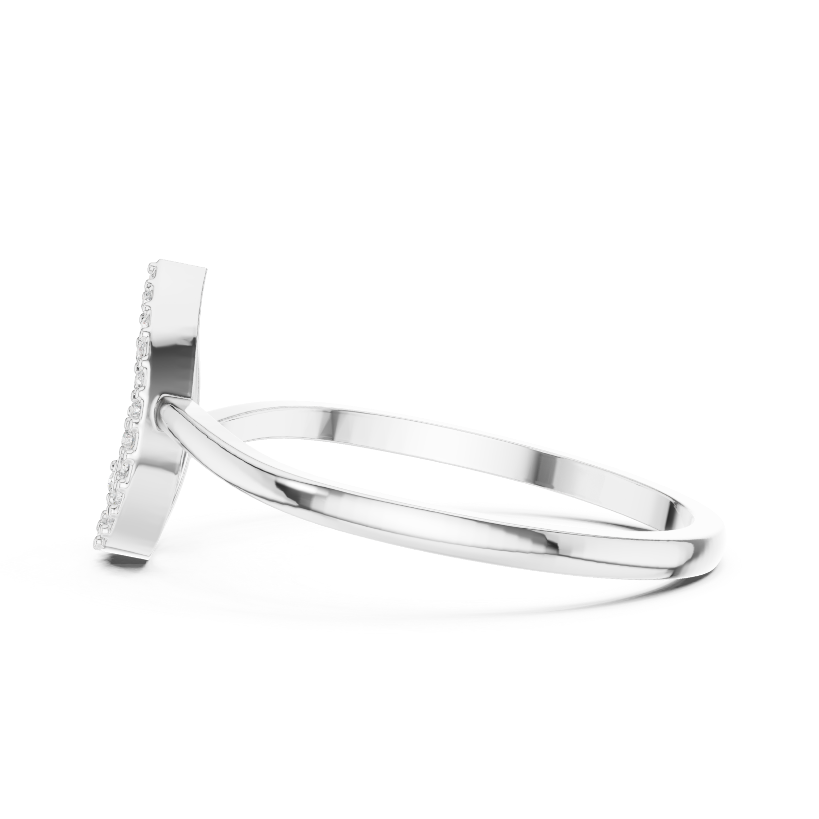  White Gold Eternal Whisper Crown Heart Ring Side View