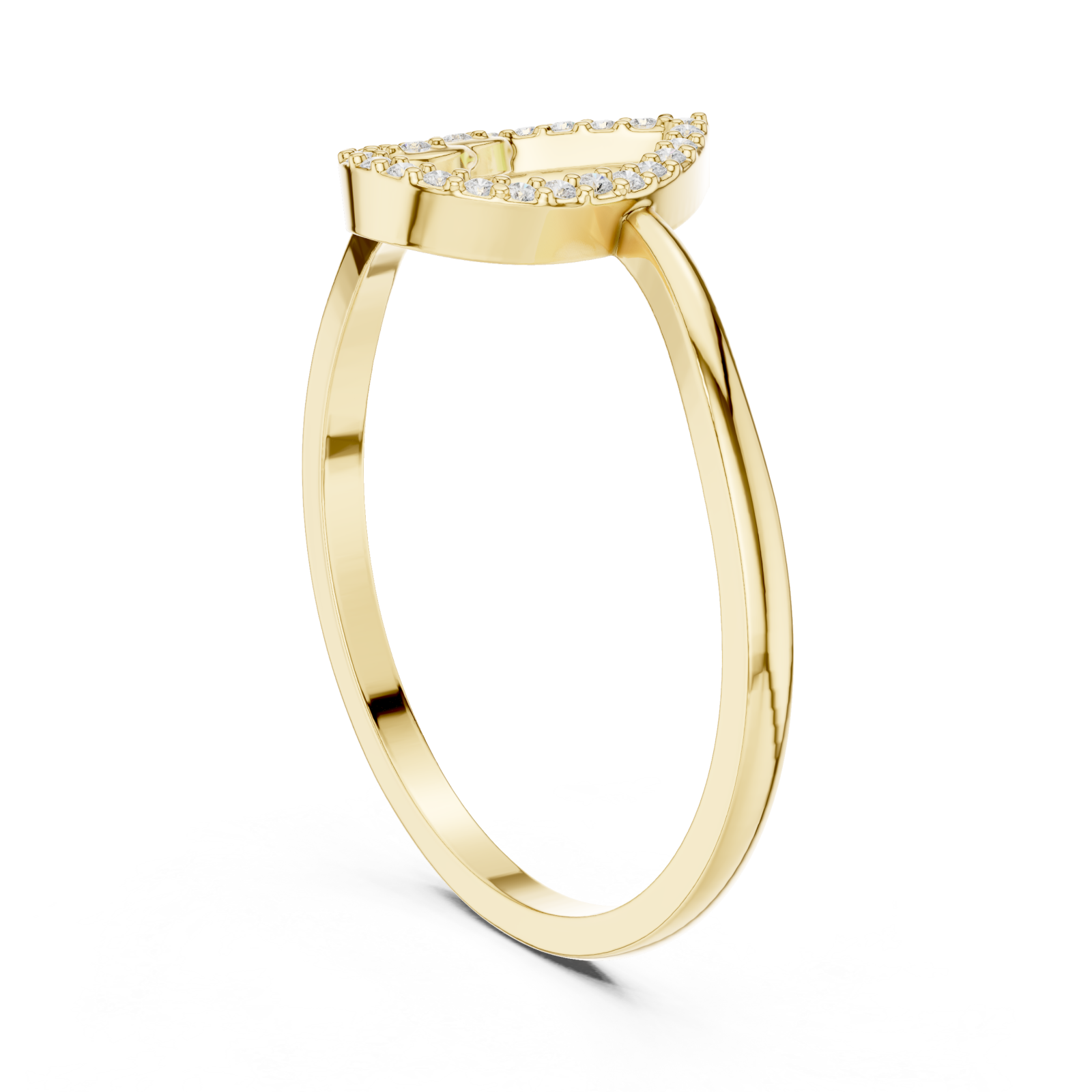  Gold Eternal Whisper Crown Heart Ring Left View