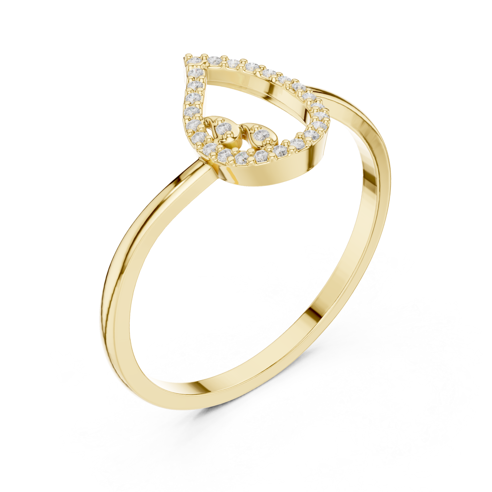Gold Eternal Whisper Crown Heart Ring Right View