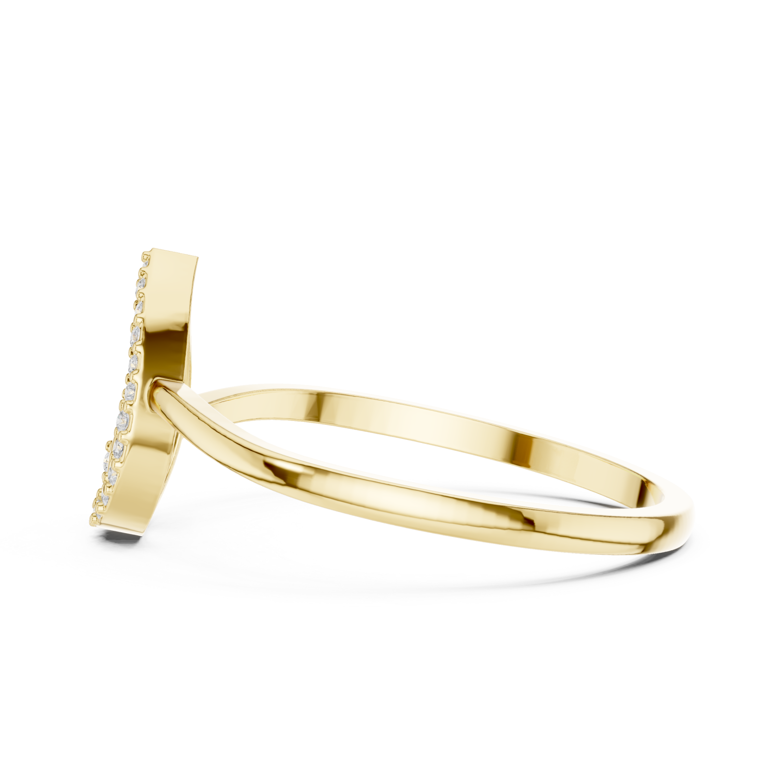  Gold Eternal Whisper Crown Heart Ring Side View