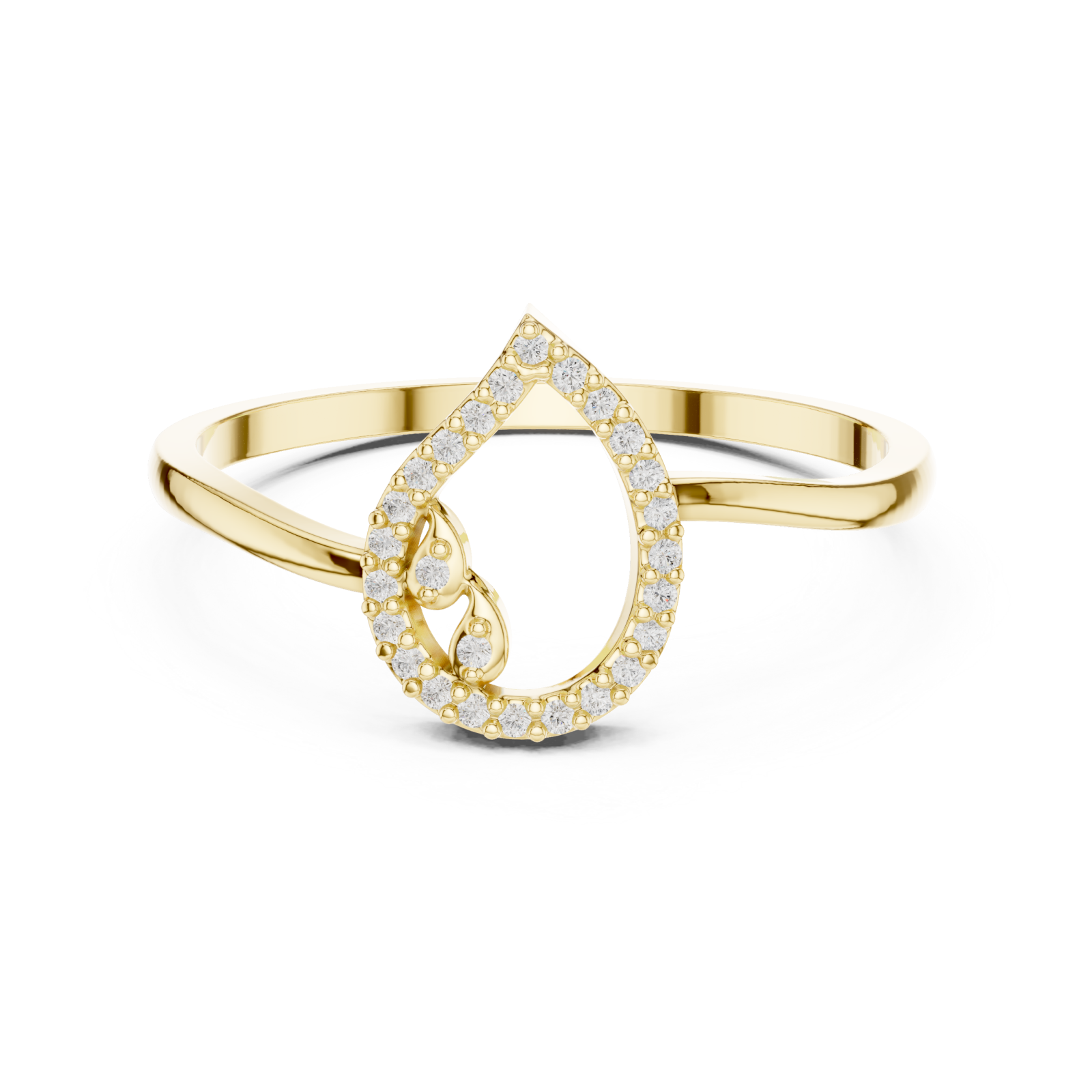  Gold Eternal Whisper Crown Heart Ring Front View