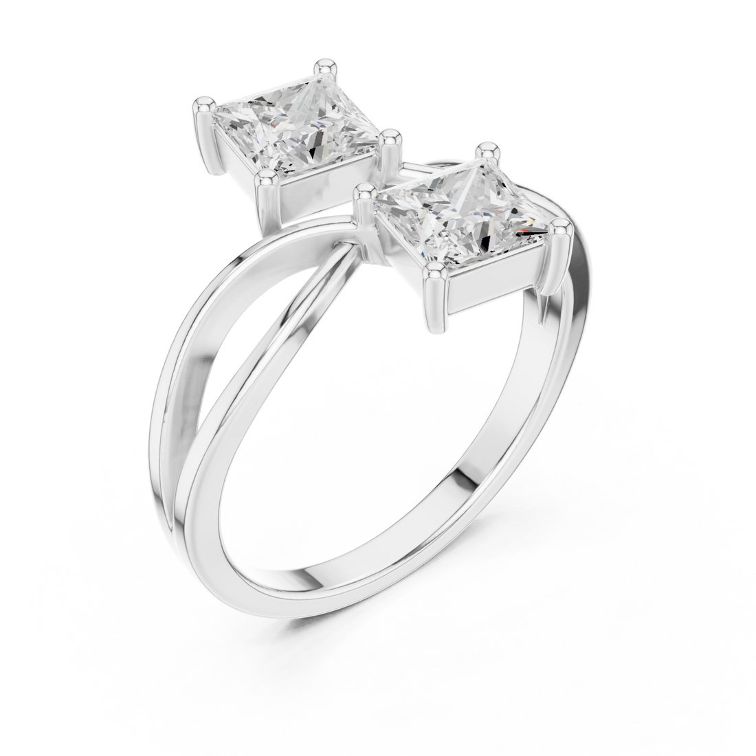 White Gold Celestial Square Paths Elegance Band Front View