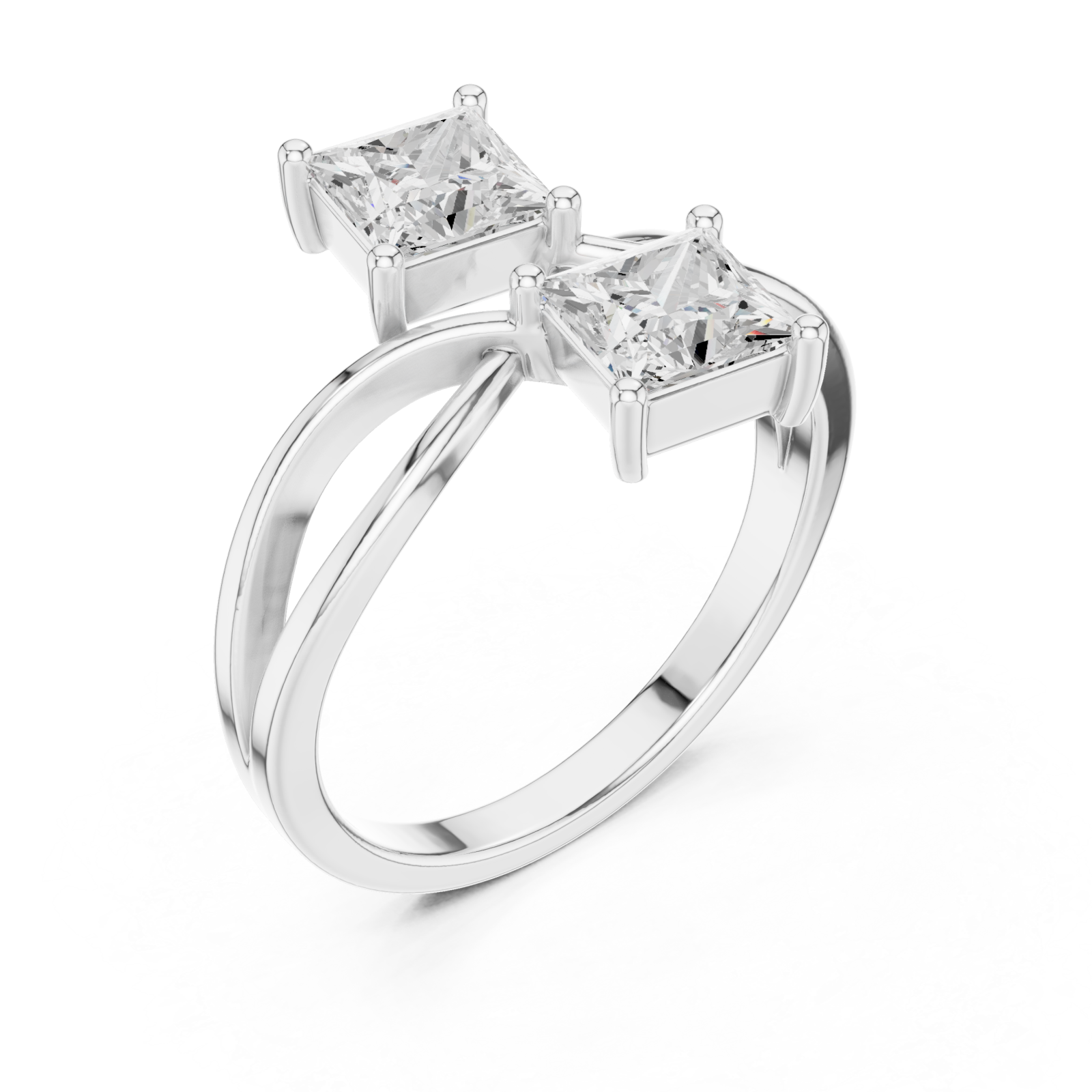  White Gold Celestial Square Paths Elegance Band Front View
