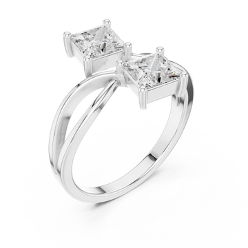  White Gold Celestial Square Paths Elegance Band Front View