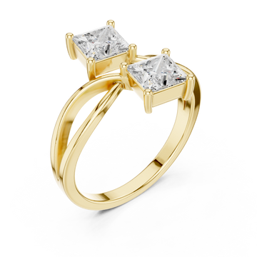  Gold Celestial Square Paths Elegance Band Front View