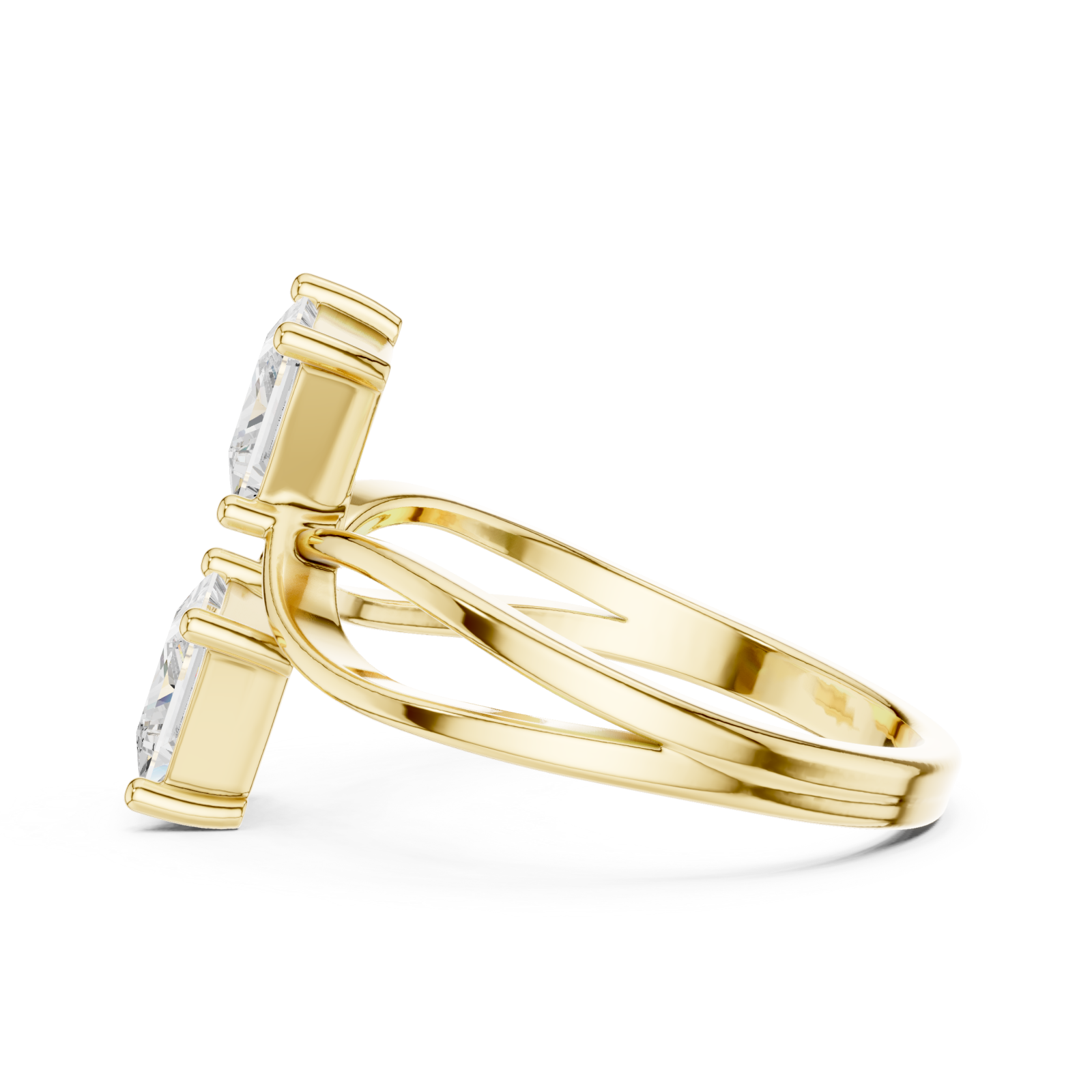  Gold Celestial Square Paths Elegance Band Side View