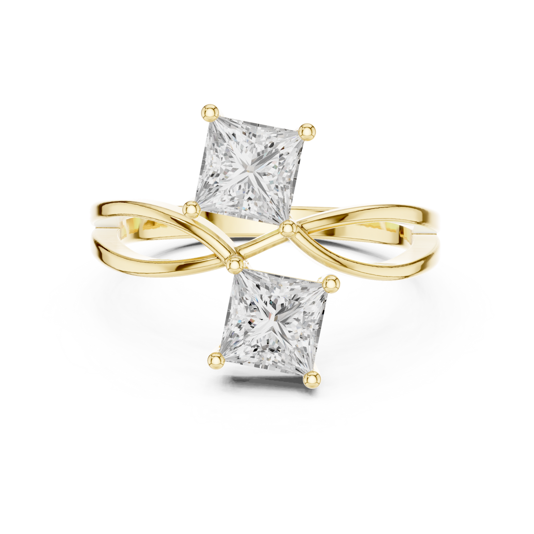  Gold Celestial Square Paths Elegance Band Front View