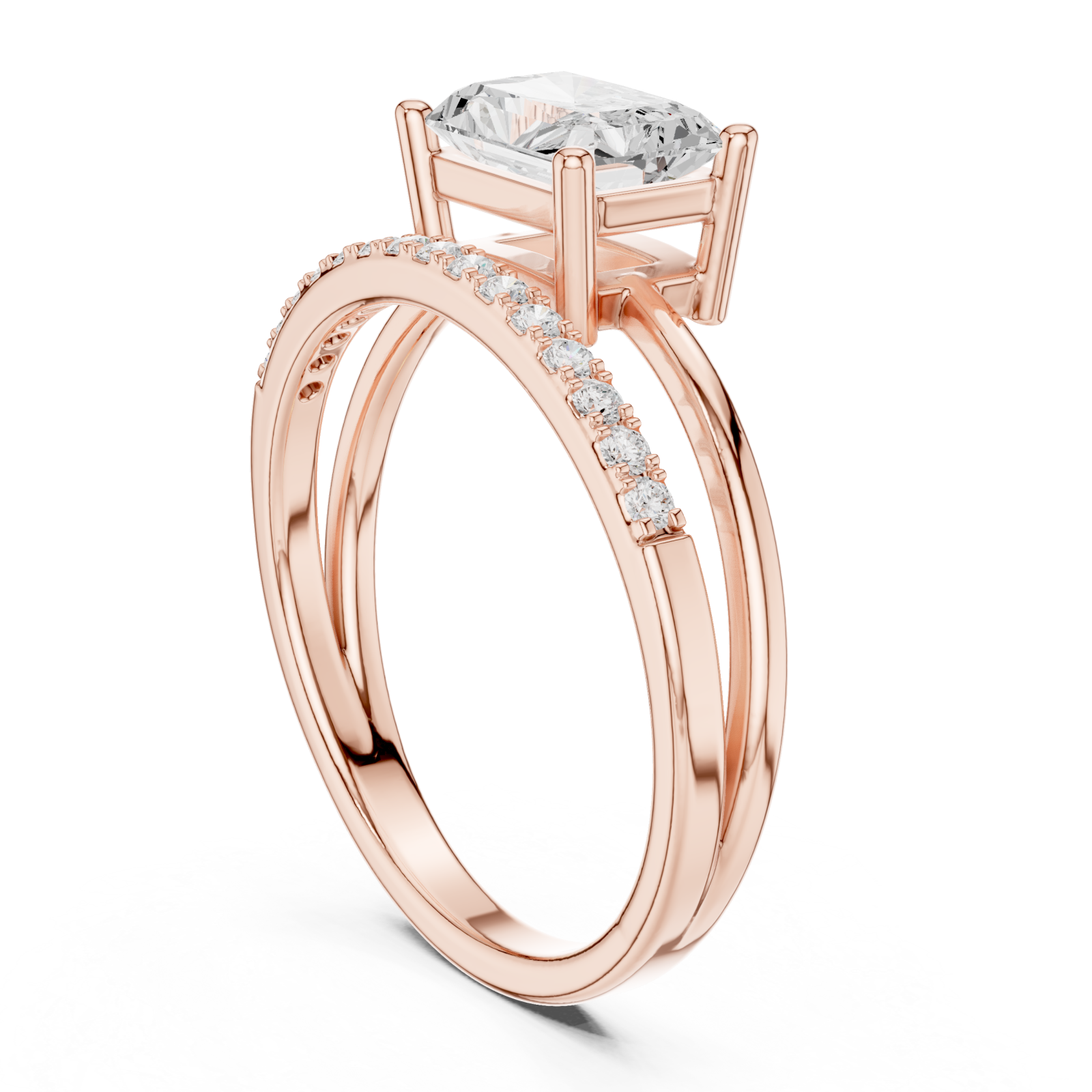  Rose Gold Serene Promise Halo Engagement Ring Left View