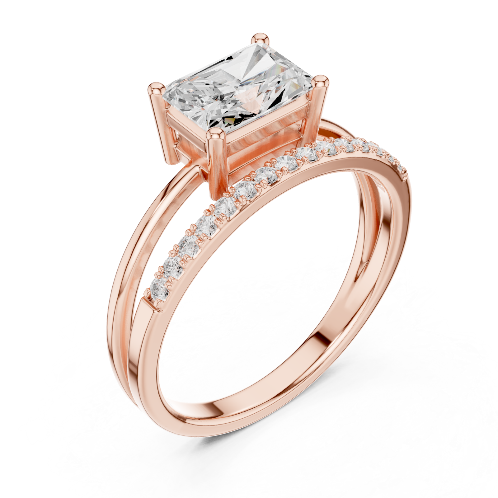  Rose Gold Serene Promise Halo Engagement Ring Right View