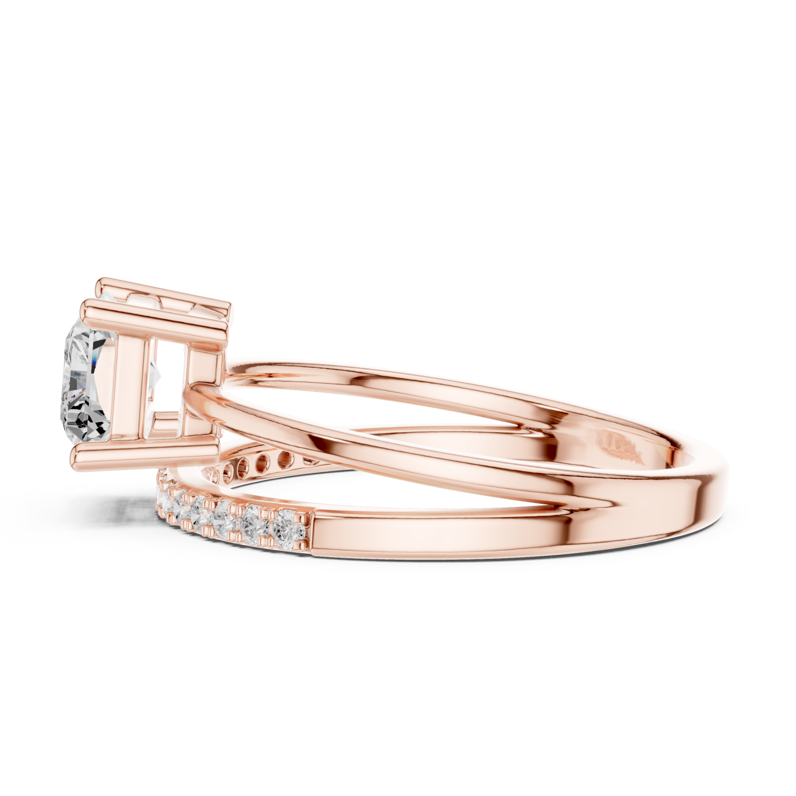  Rose Gold Serene Promise Halo Engagement Ring Side View
