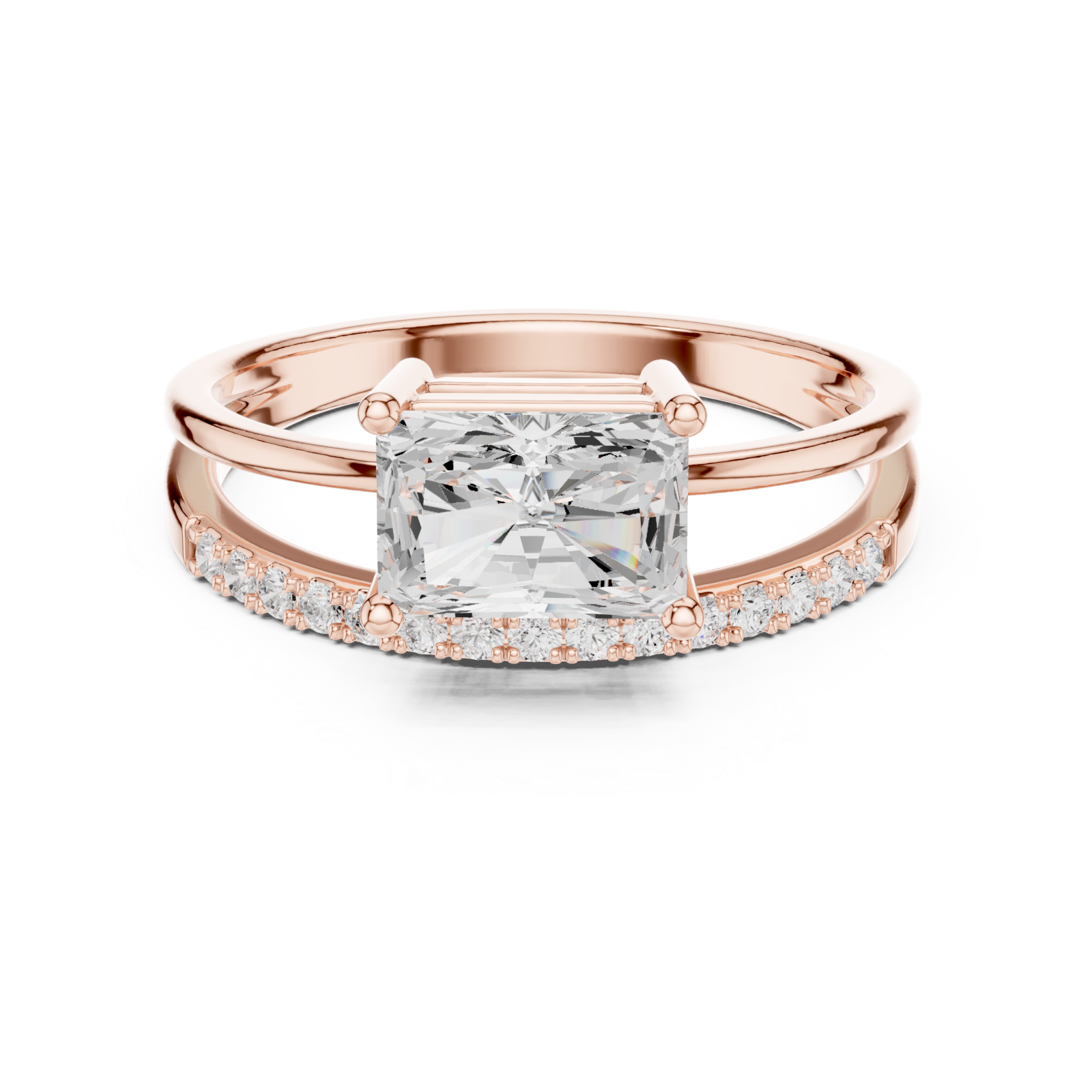  Rose Gold Serene Promise Halo Engagement Ring Front View