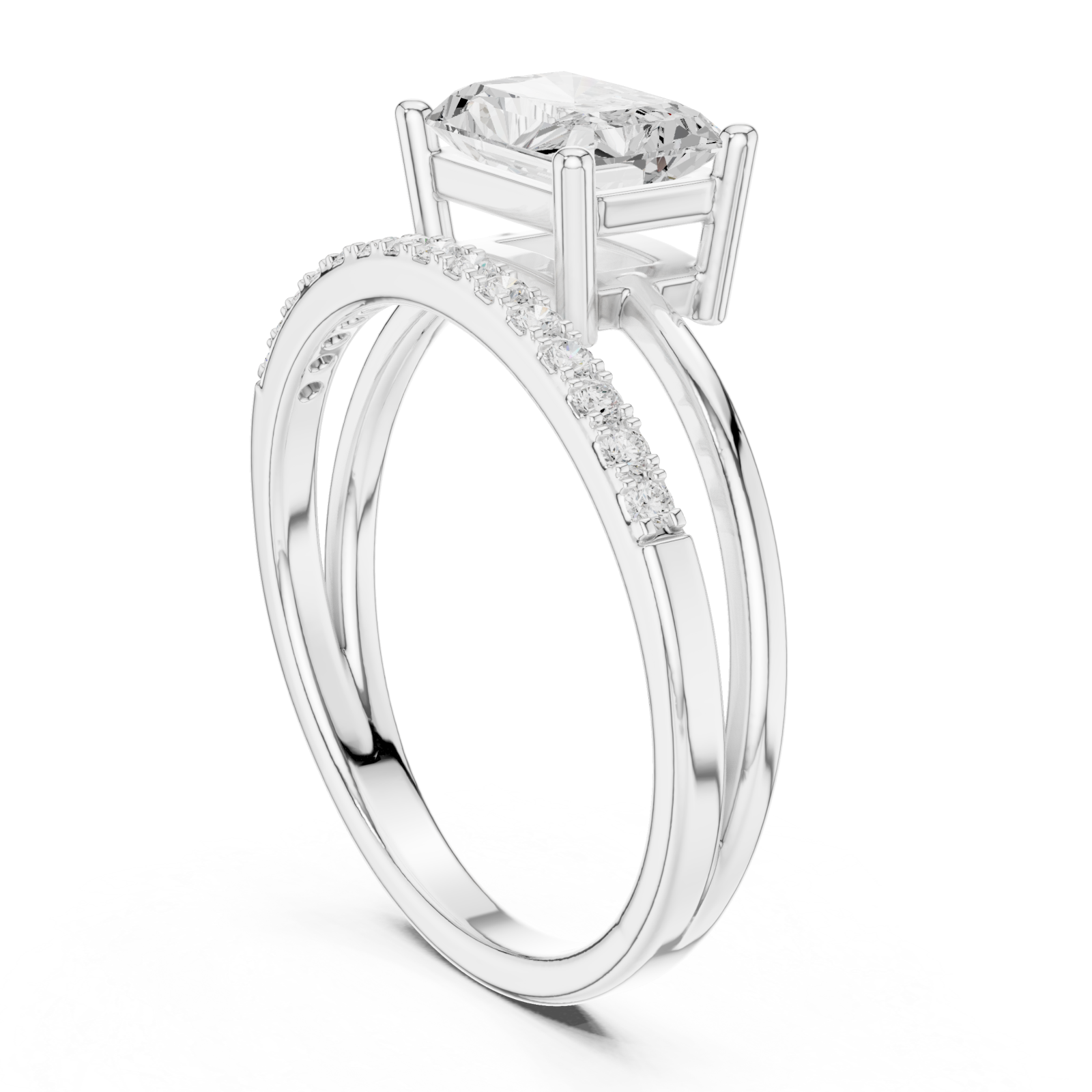 White Gold Serene Promise Halo Engagement Ring Left View