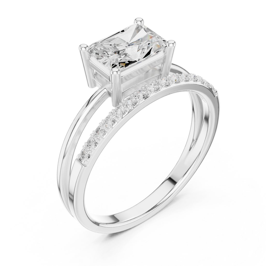 White Gold Serene Promise Halo Engagement Ring Right View