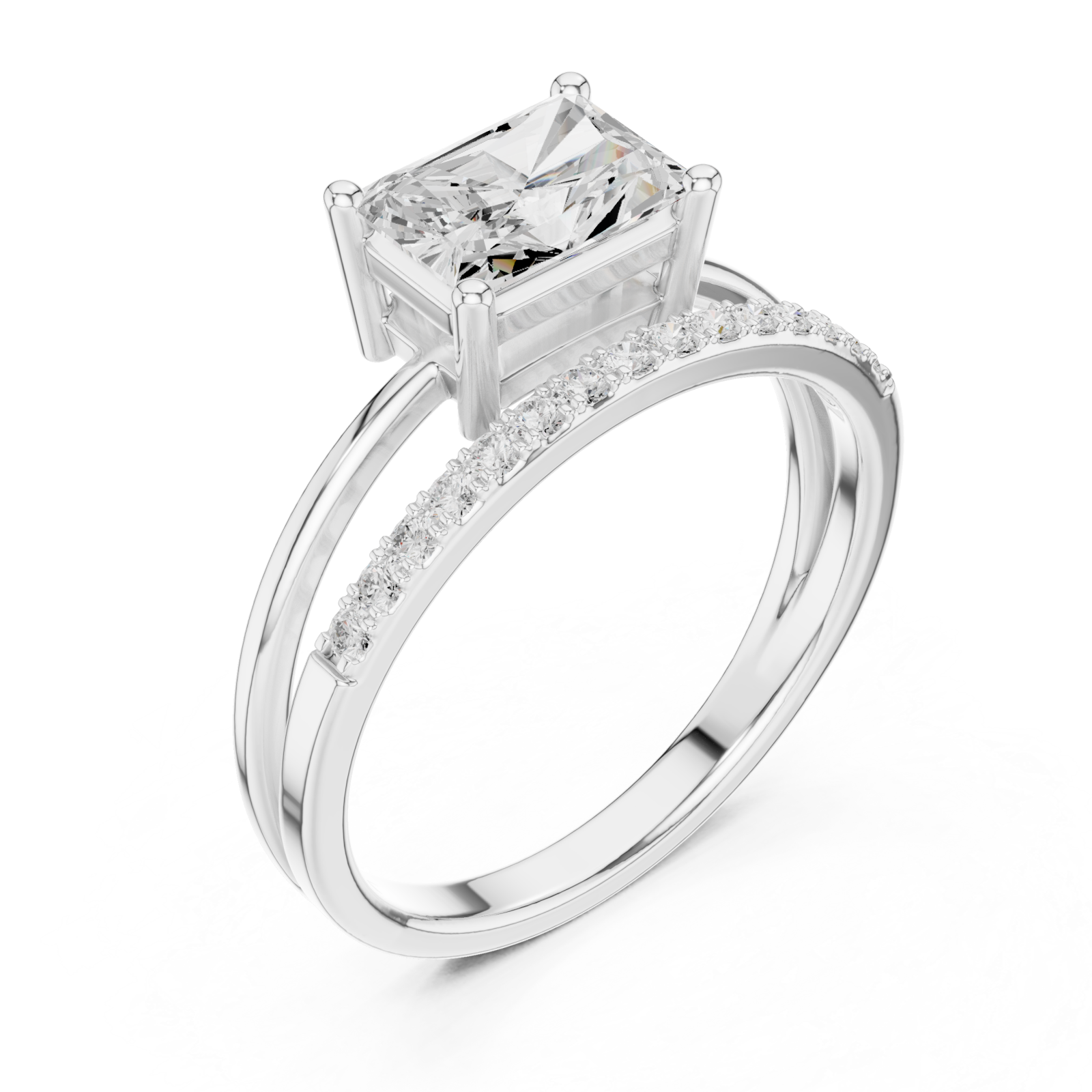  White Gold Serene Promise Halo Engagement Ring Right View