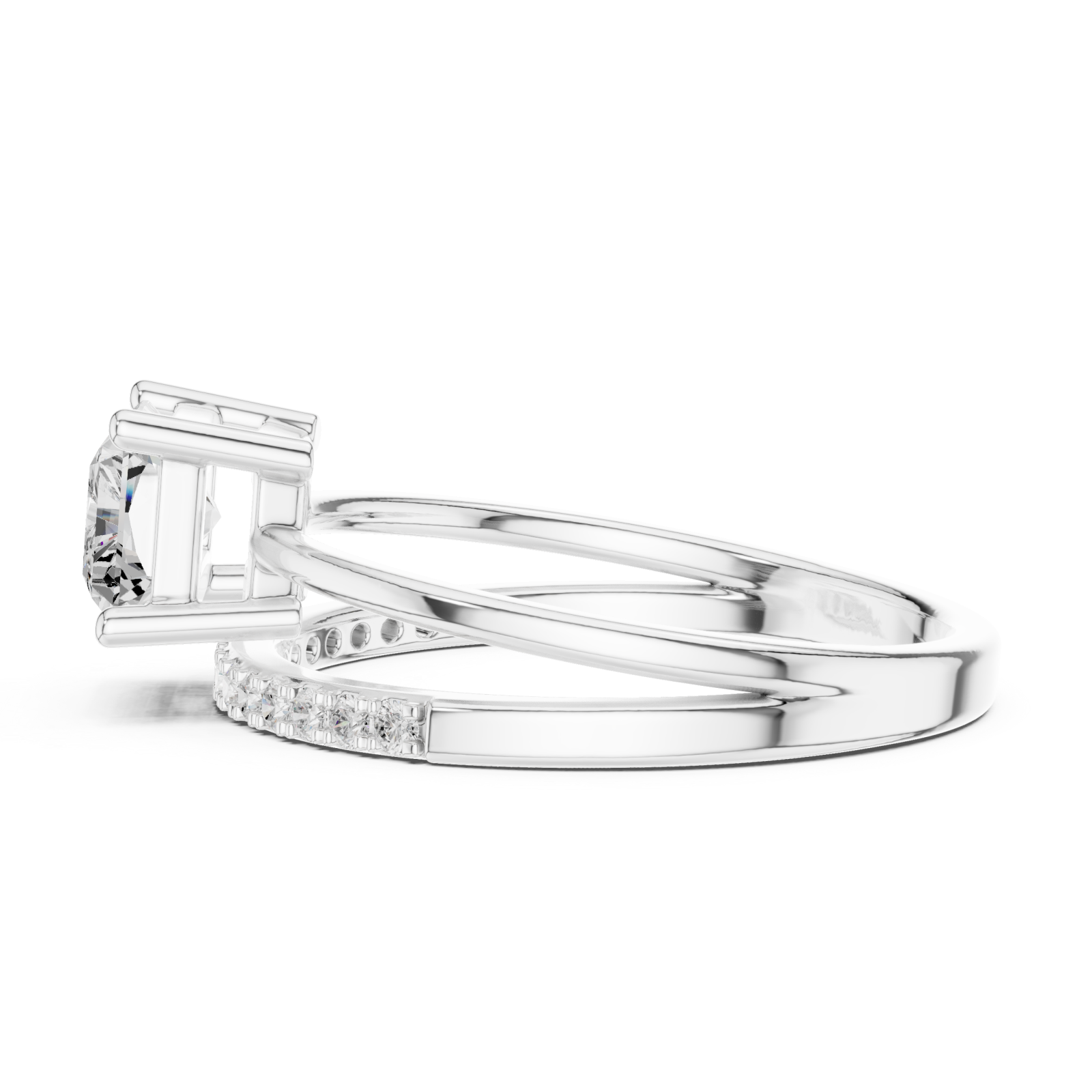  White Gold Serene Promise Halo Engagement Ring Side View