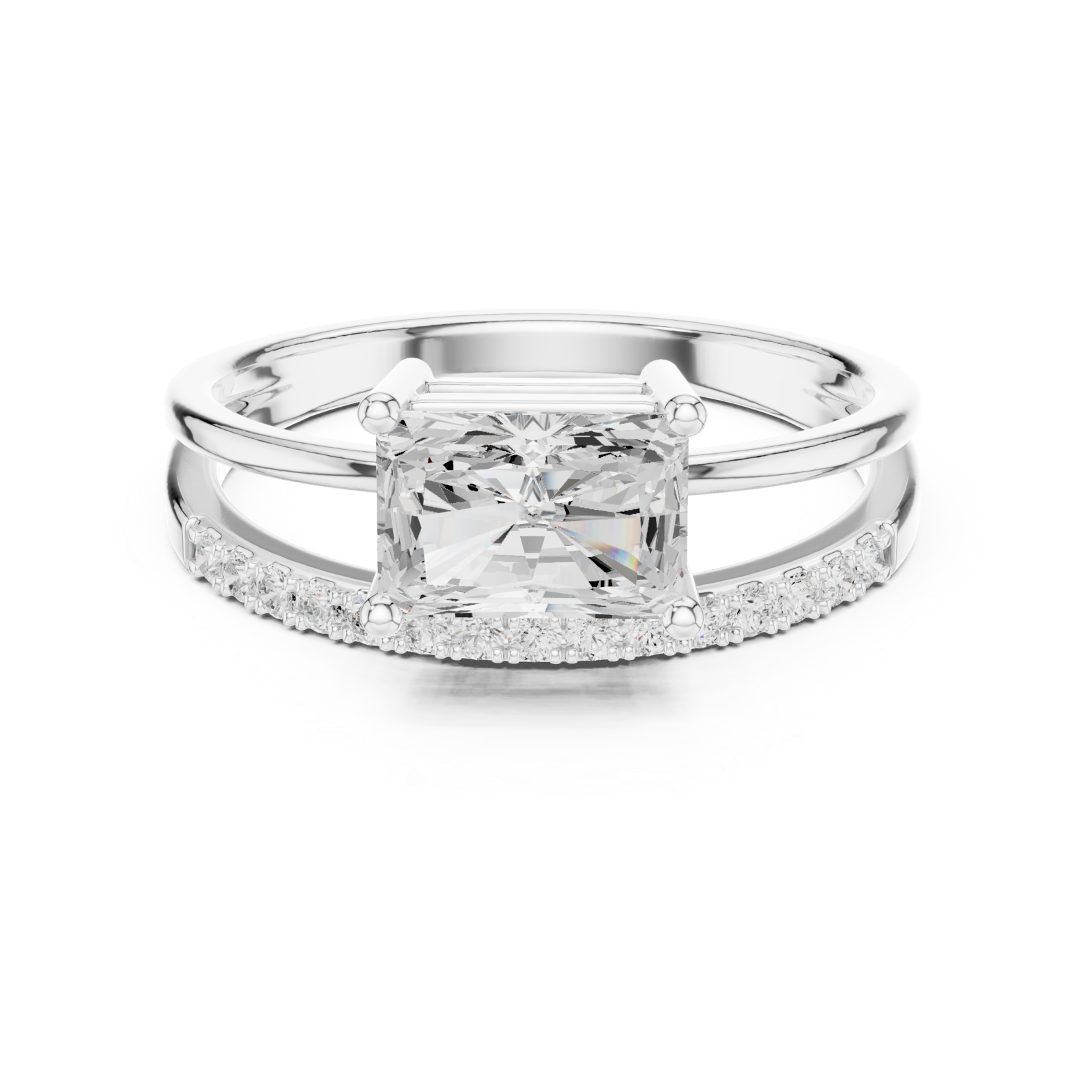  White Gold Serene Promise Halo Engagement Ring Front View