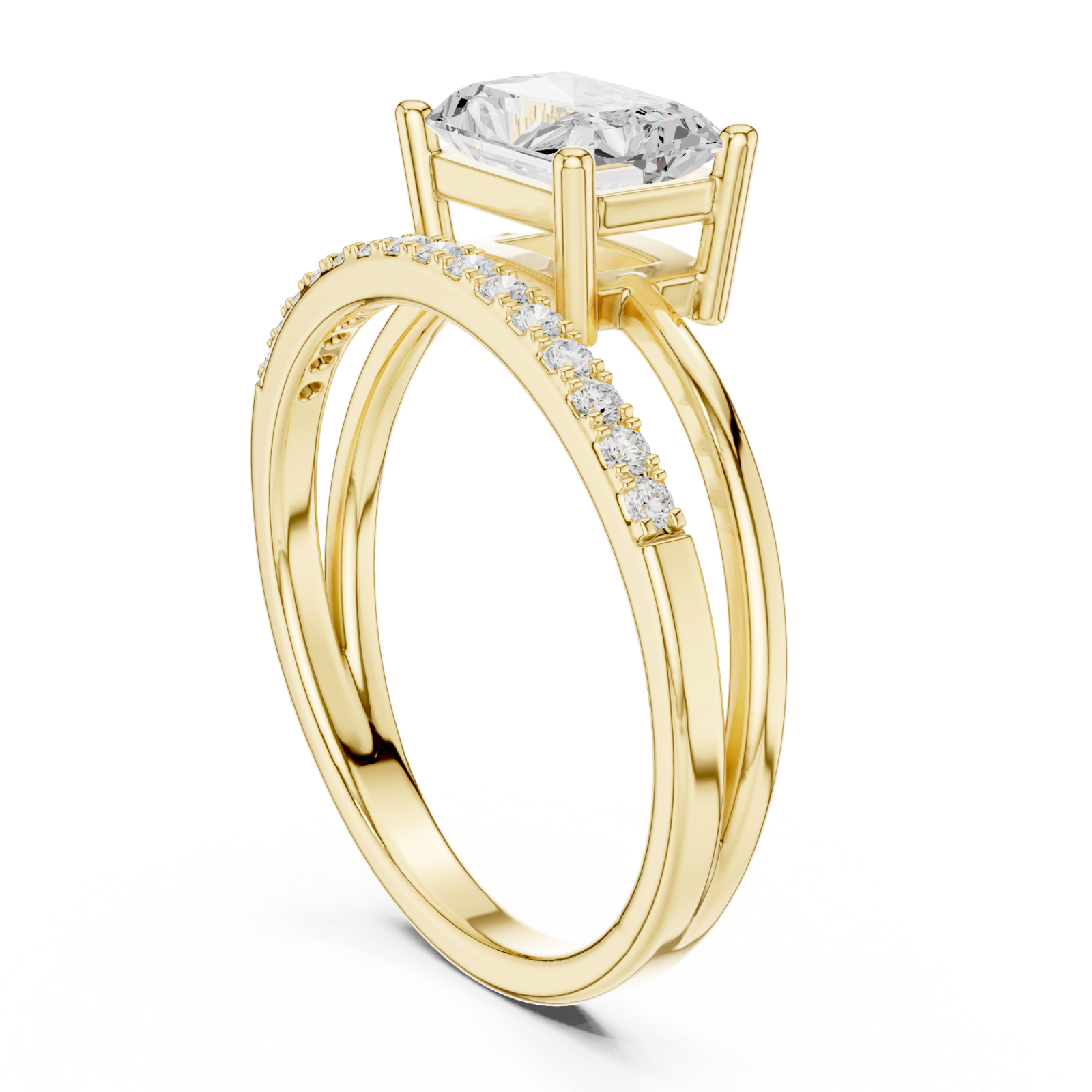  Gold Serene Promise Halo Engagement Ring Left View