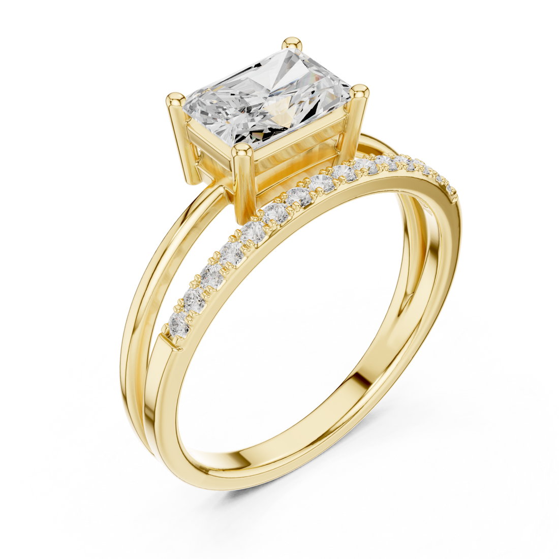 Gold Serene Promise Halo Engagement Ring Right View