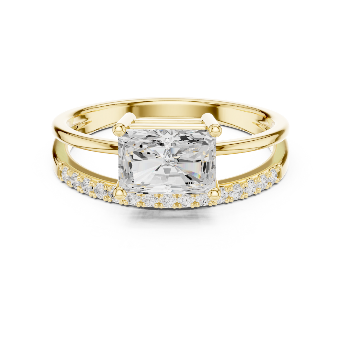 Gold Serene Promise Halo Engagement Ring Right View