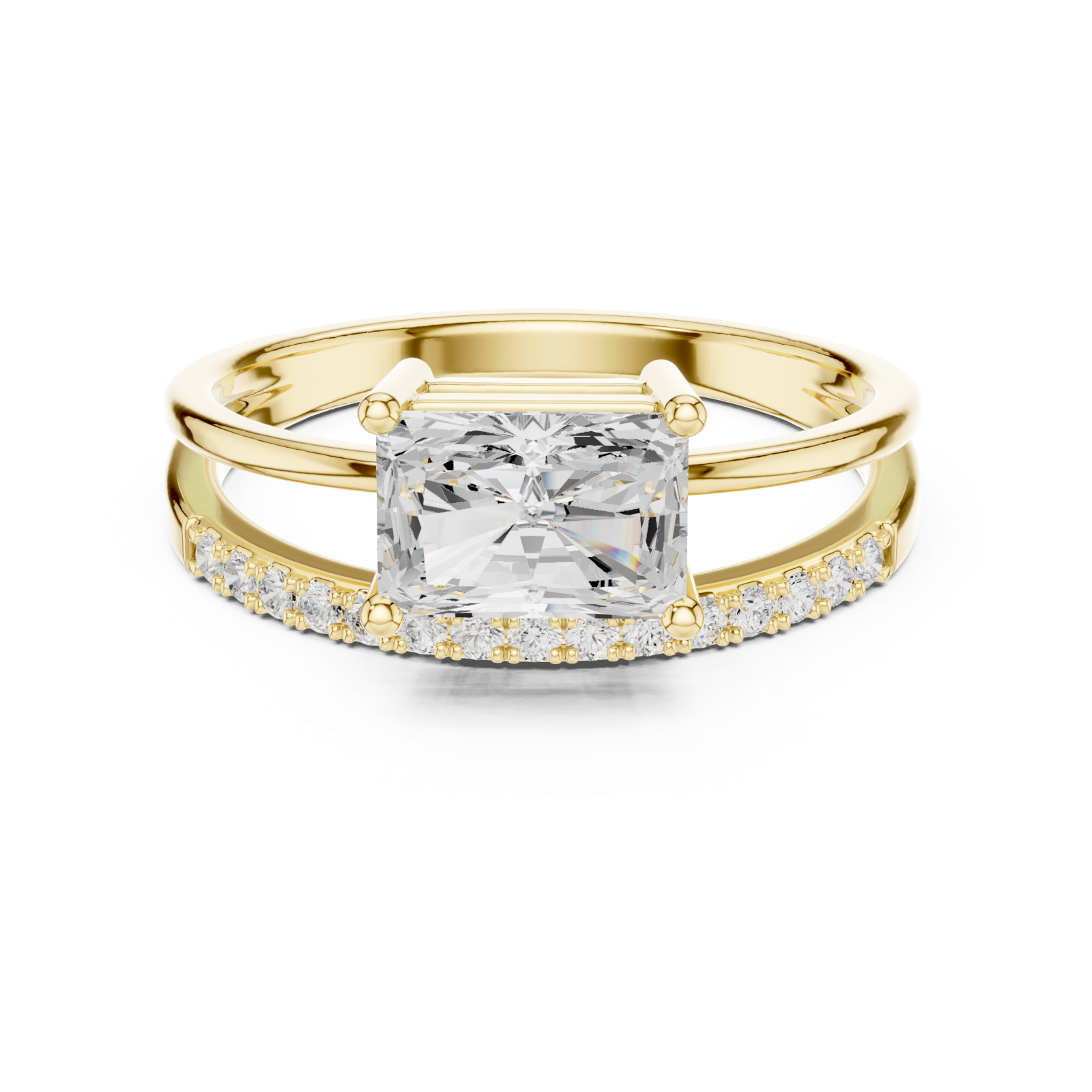  Gold Serene Promise Halo Engagement Ring Front View