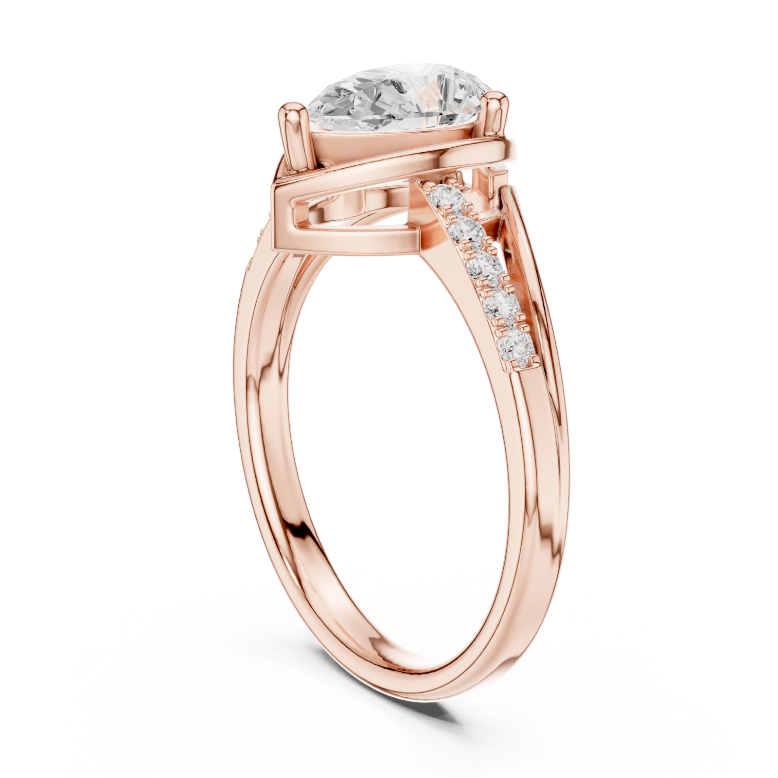  Rose Gold Pear Radiance Promise Band Left View