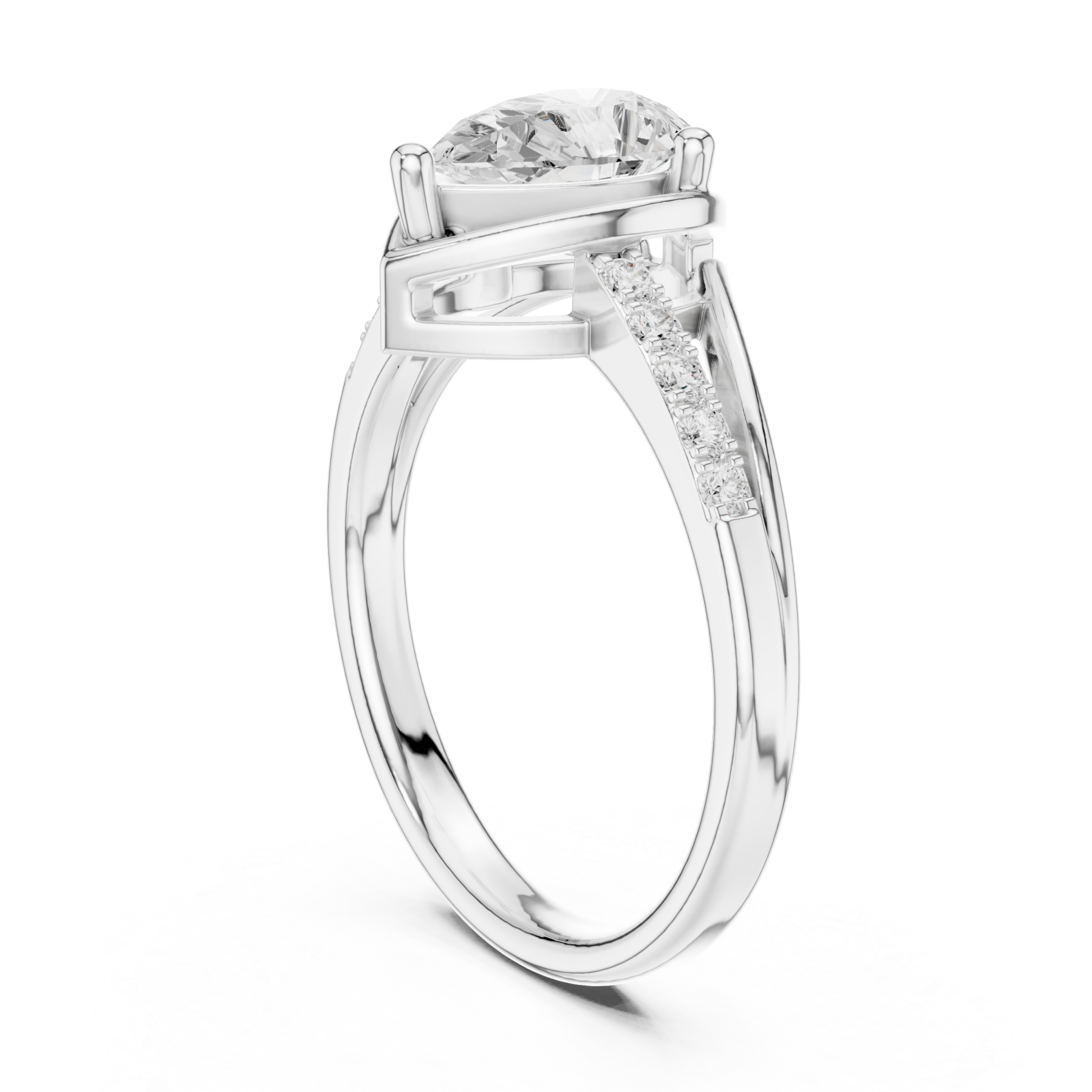  White Gold Pear Radiance Promise Band Left View