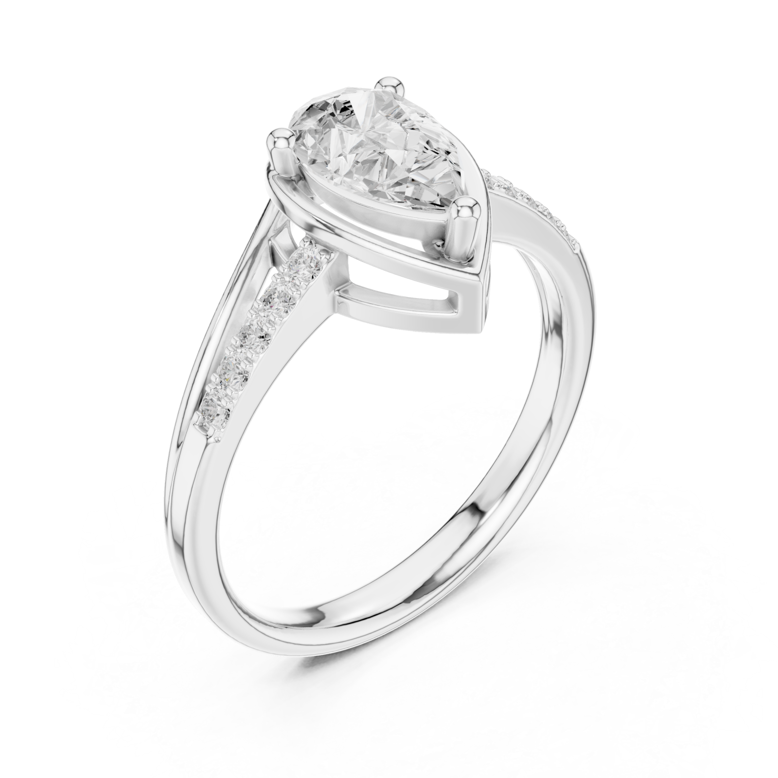  White Gold Pear Radiance Promise Band Right View