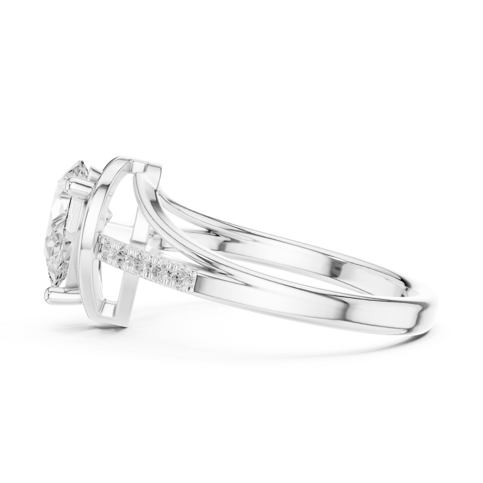  White Gold Pear Radiance Promise Band Side View