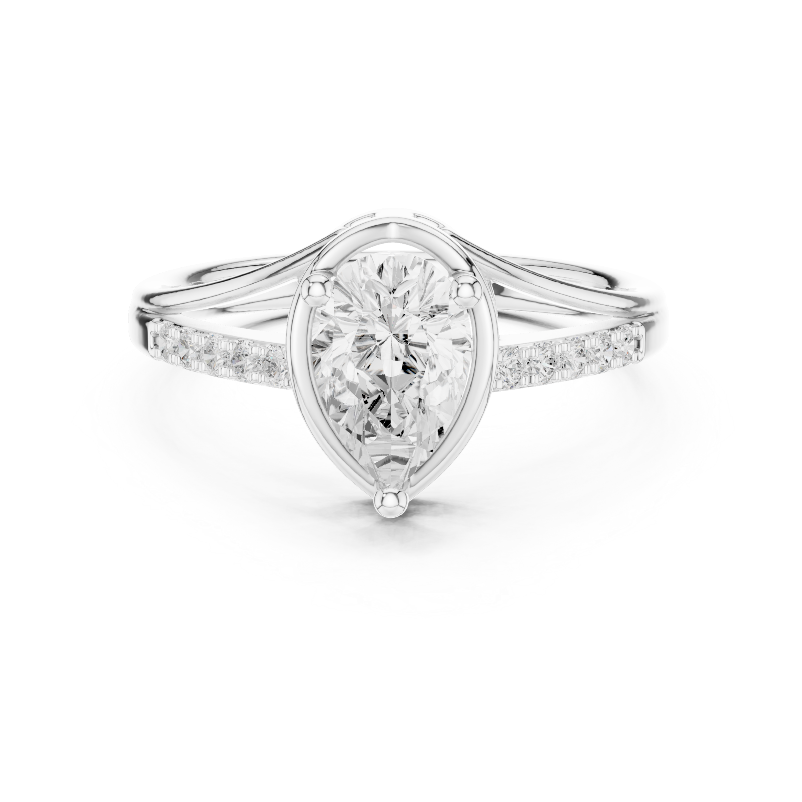  White Gold Pear Radiance Promise Band Front View