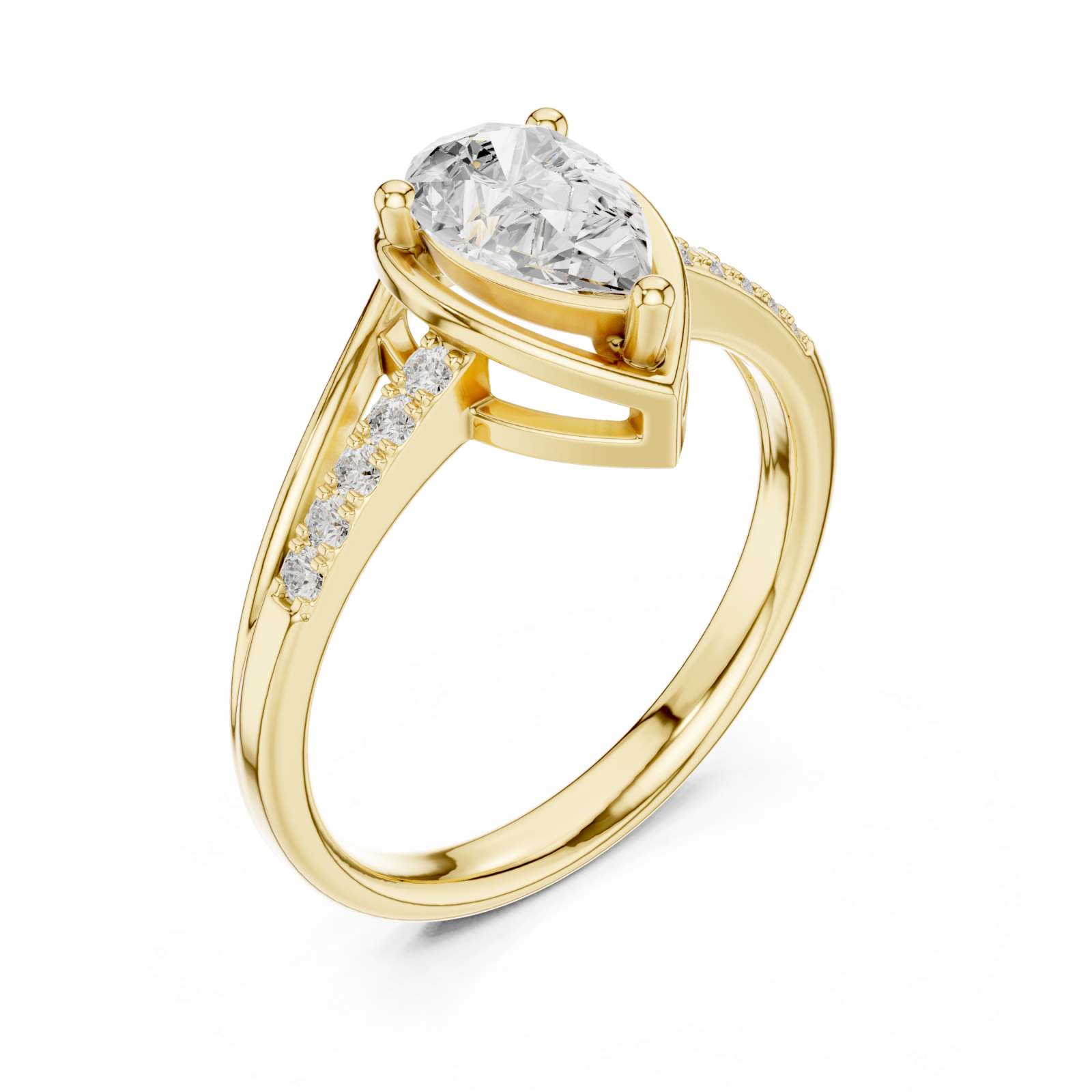 Gold Pear Radiance Promise Band Right View