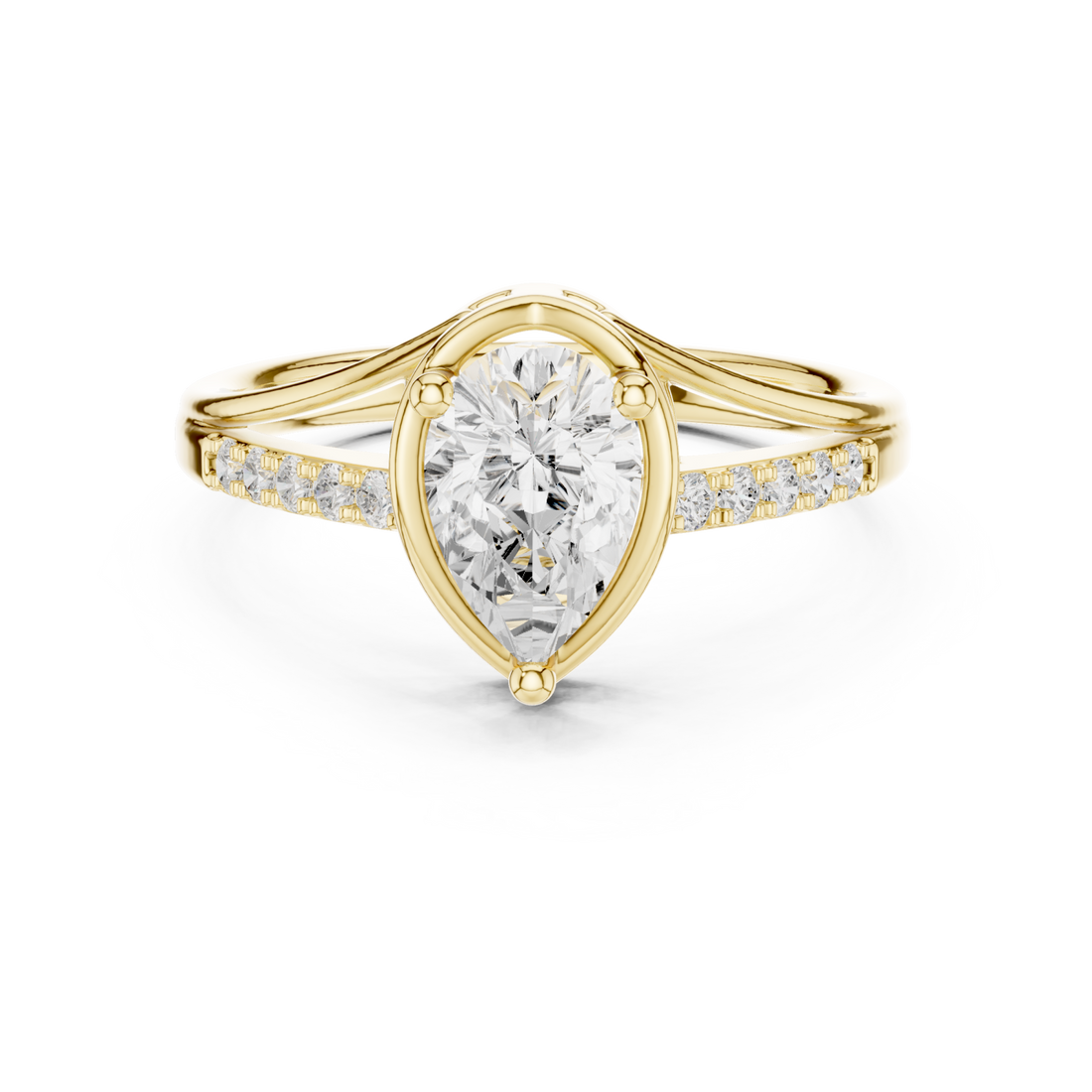 Gold Pear Radiance Promise Band Right View