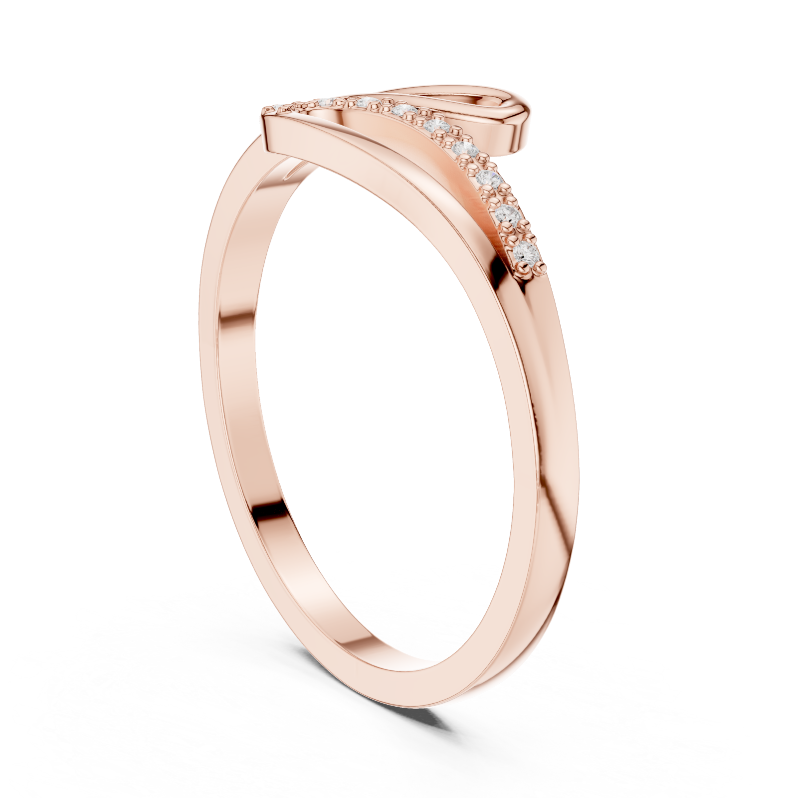  Rose Gold Aurora Silhouette Bypass Ring Left View