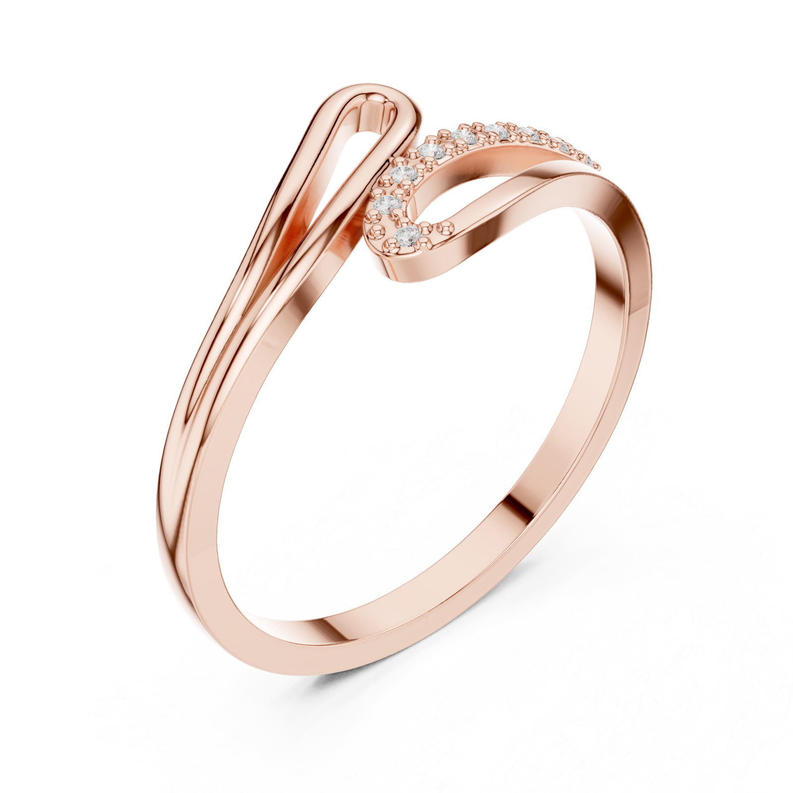  Rose Gold Aurora Silhouette Bypass Ring Right View