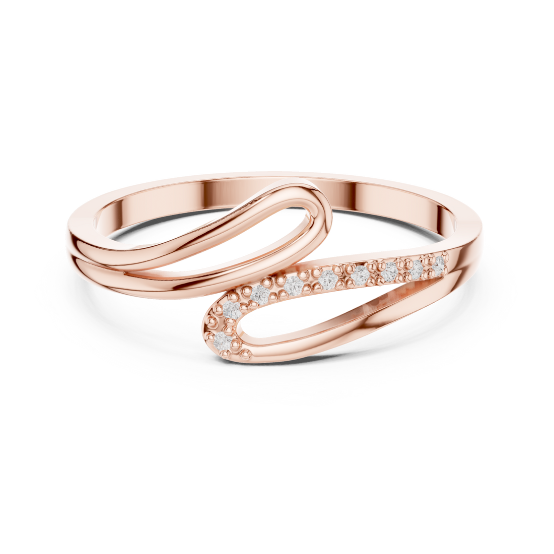  Rose Gold Aurora Silhouette Bypass Ring Right View