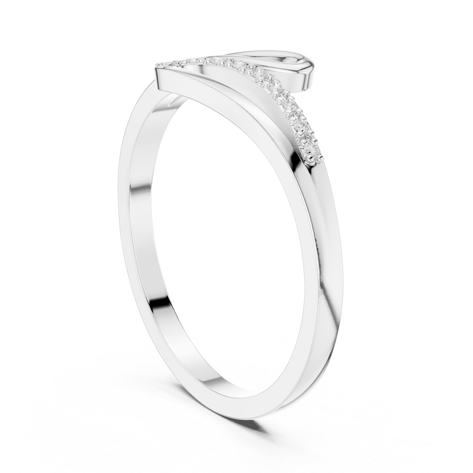  White Gold Aurora Silhouette Bypass Ring Left View