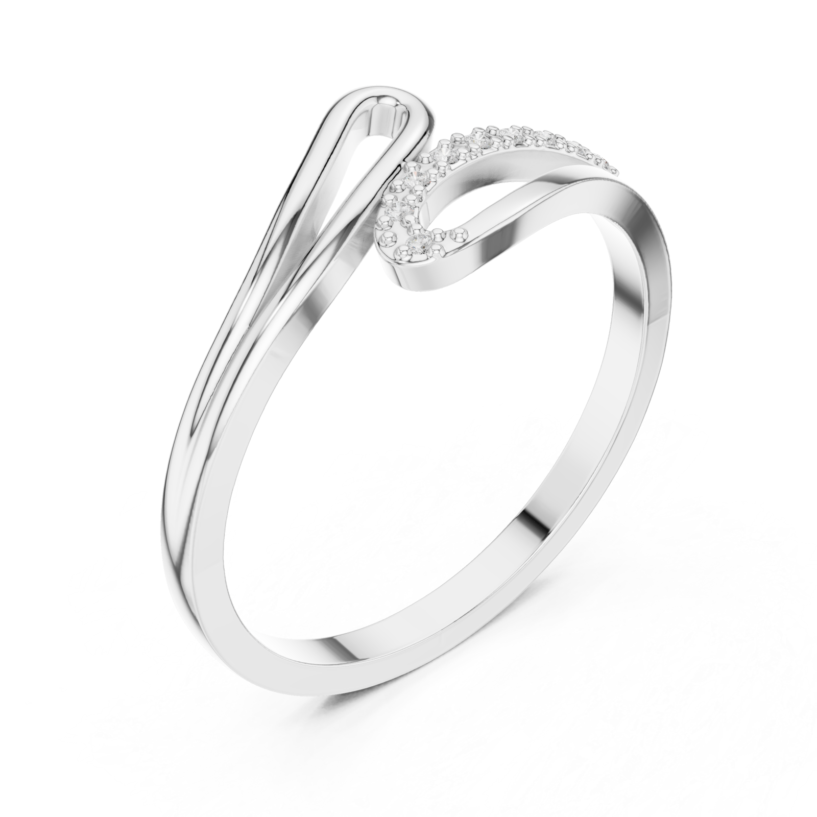  White Gold Aurora Silhouette Bypass Ring Right View