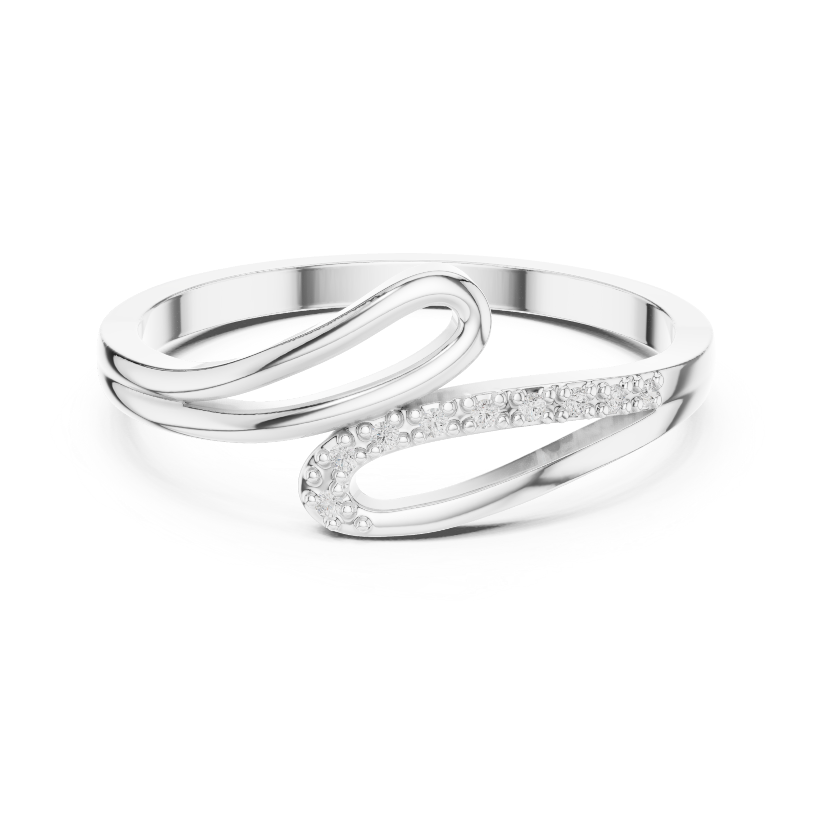  White Gold Aurora Silhouette Bypass Ring Front View