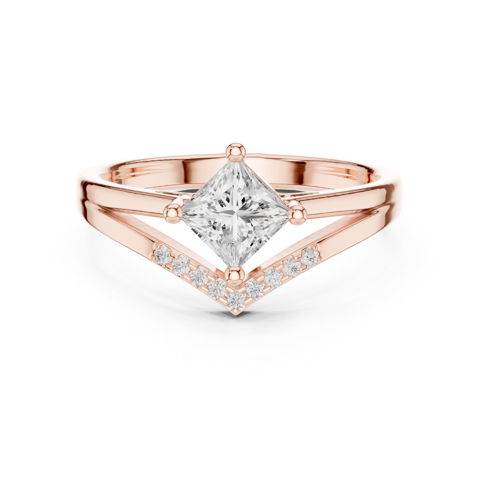  Rose Gold Twilight Promise Tapered Band Engagement Ring Front View