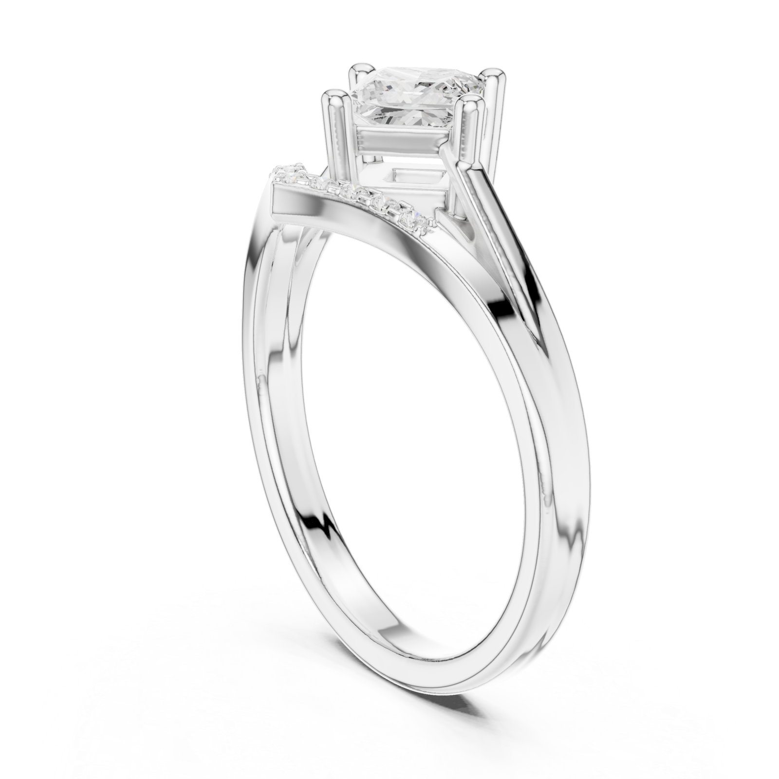  White Gold Twilight Promise Tapered Band Engagement Ring Left View