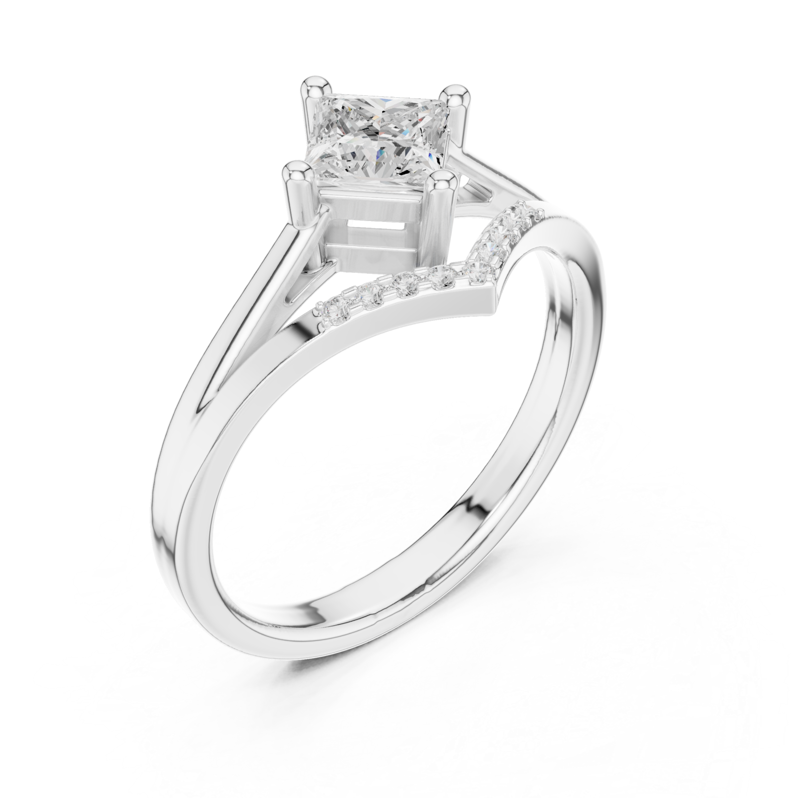  White Gold Twilight Promise Tapered Band Engagement Ring Right View