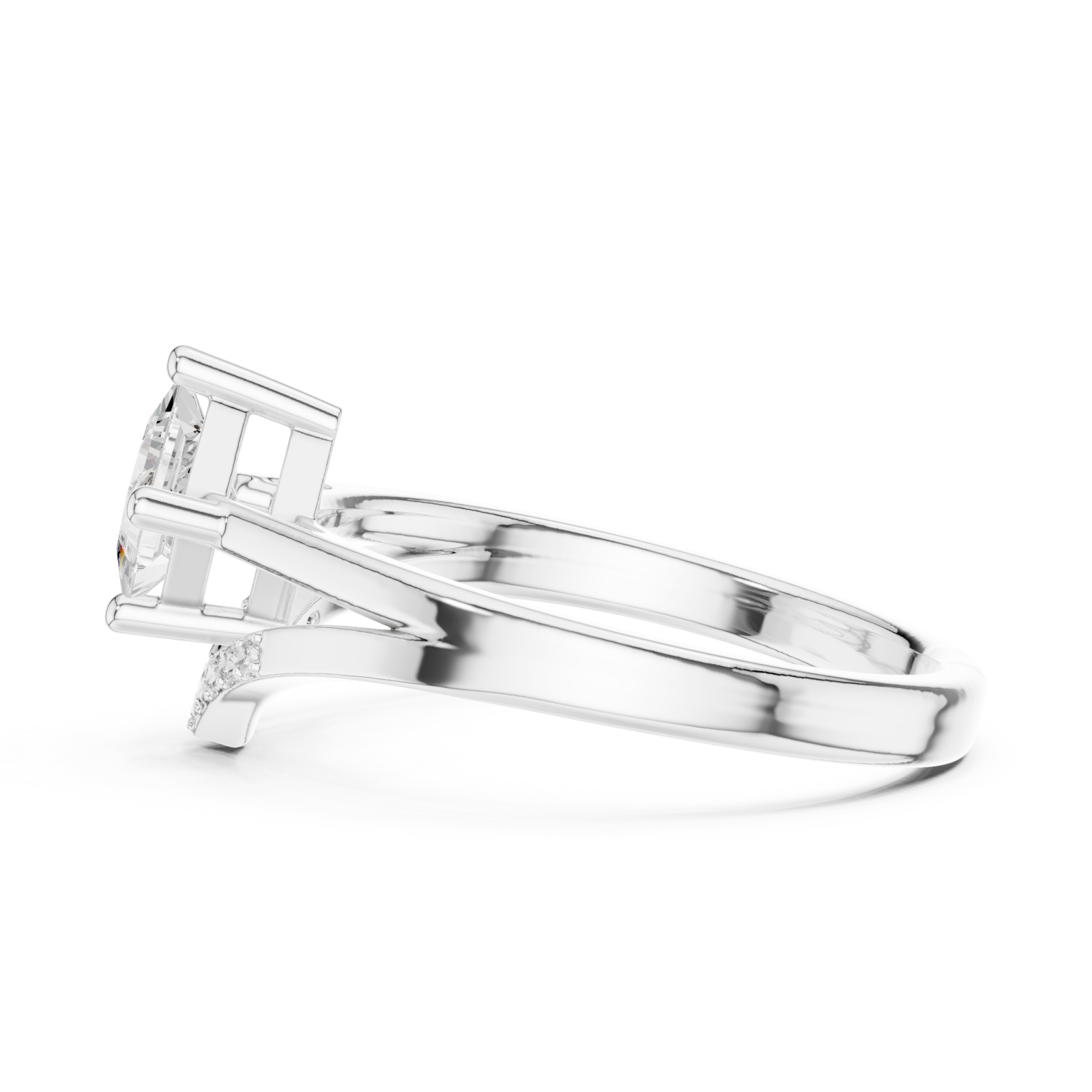 White Gold Twilight Promise Tapered Band Engagement Ring Side View